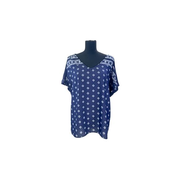 True Self Blue Boho Blouse - Size 2X - Excellent Condition! - Picture 1 of 8